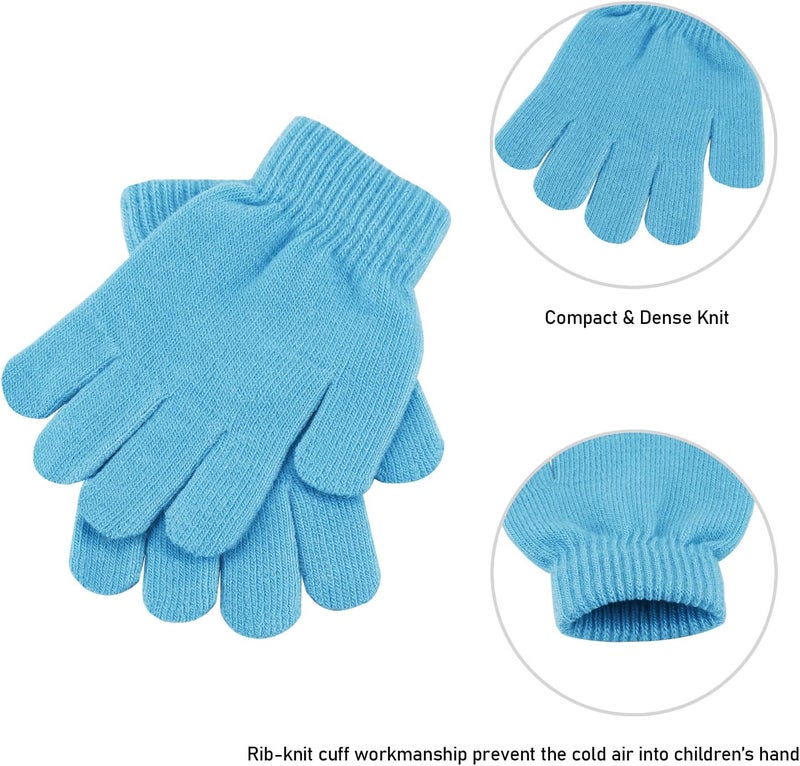 ONESING 3-24 Pairs Winter Knit Gloves for Kids - White Finger Gloves for Boys and Girls - Image 3