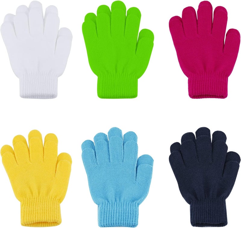 ONESING 3-24 Pairs Winter Knit Gloves for Kids - White Finger Gloves for Boys and Girls - Image 1