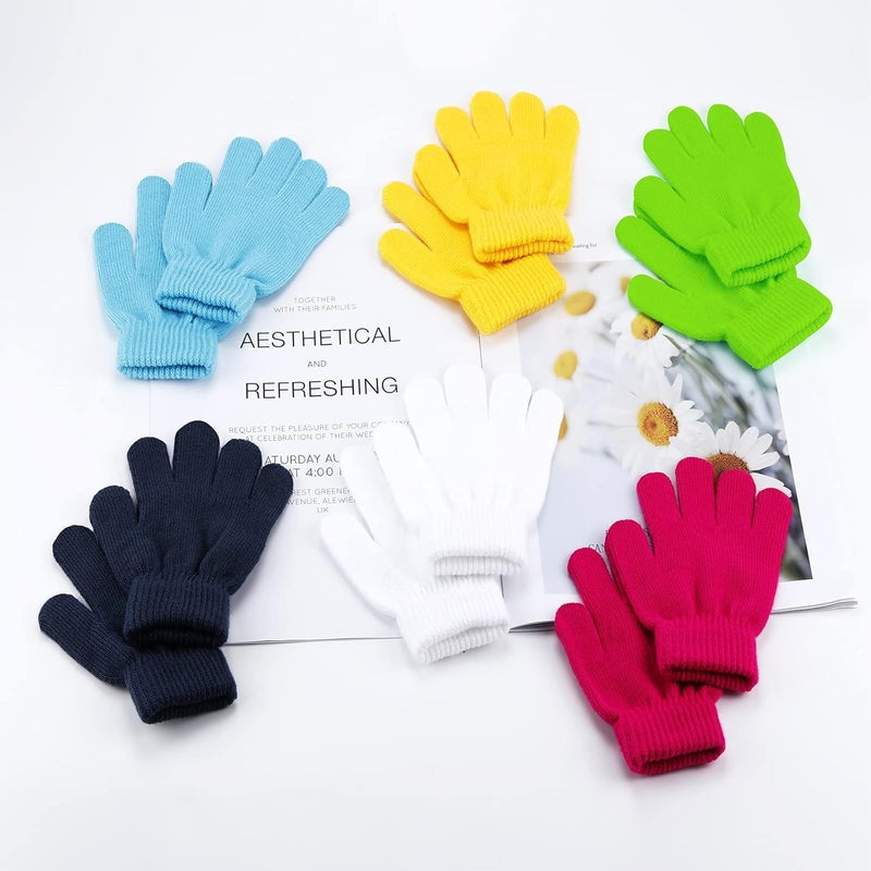 ONESING 3-24 Pairs Winter Knit Gloves for Kids - White Finger Gloves for Boys and Girls - Image 4