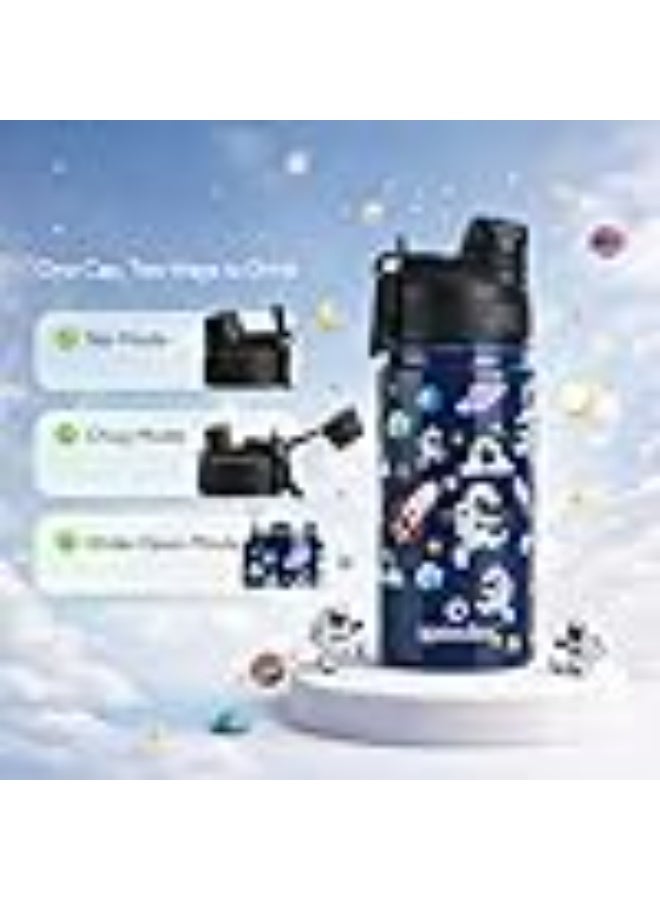 Speedex Astronaut 500 Kids Vacuum Insulated Stainless Steel Water Bottle 450 ML | Double Wall Hot & Cold Sipper (Straw + Direct Sip) | Leakproof BPA Free School Water Bottle for Boys & Girls - Image 2