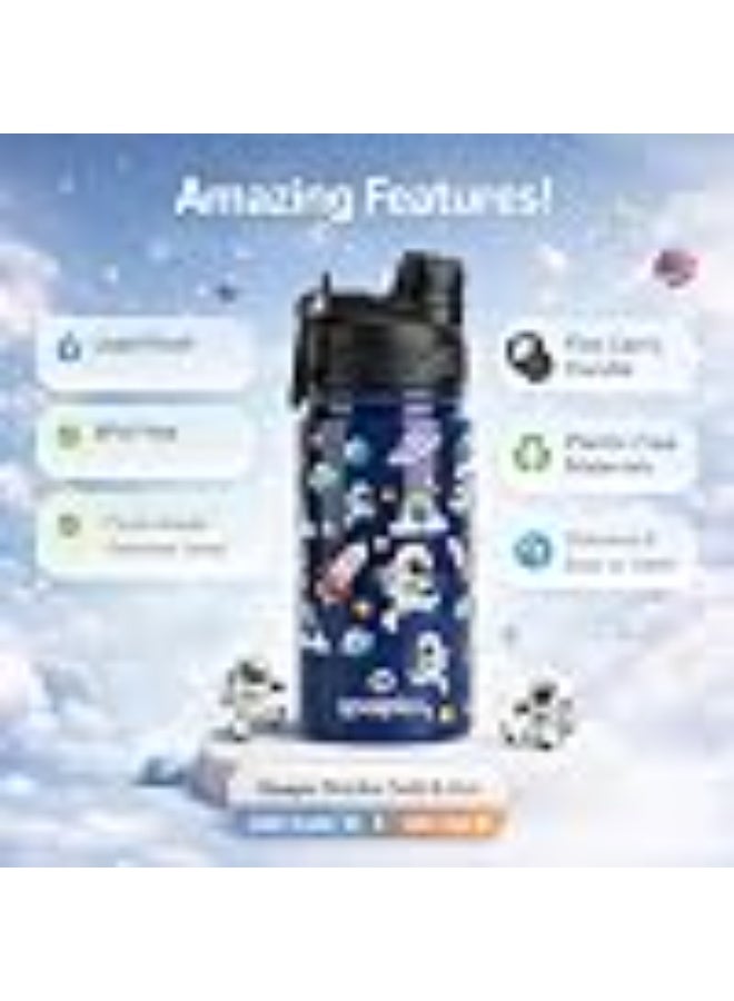 Speedex Astronaut 500 Kids Vacuum Insulated Stainless Steel Water Bottle 450 ML | Double Wall Hot & Cold Sipper (Straw + Direct Sip) | Leakproof BPA Free School Water Bottle for Boys & Girls - Image 3