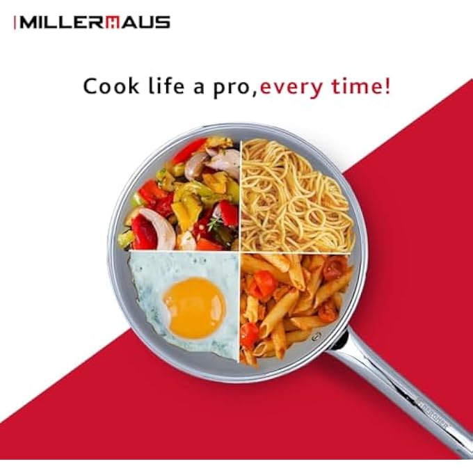 MILLERHAUS TriPlyfrypan 28Cm Stainless Steel 1810 Frying Pan Pfoa Free Dishwasher Safe Skillet Stainless Steel Handle Cookware  Silver - Image 5