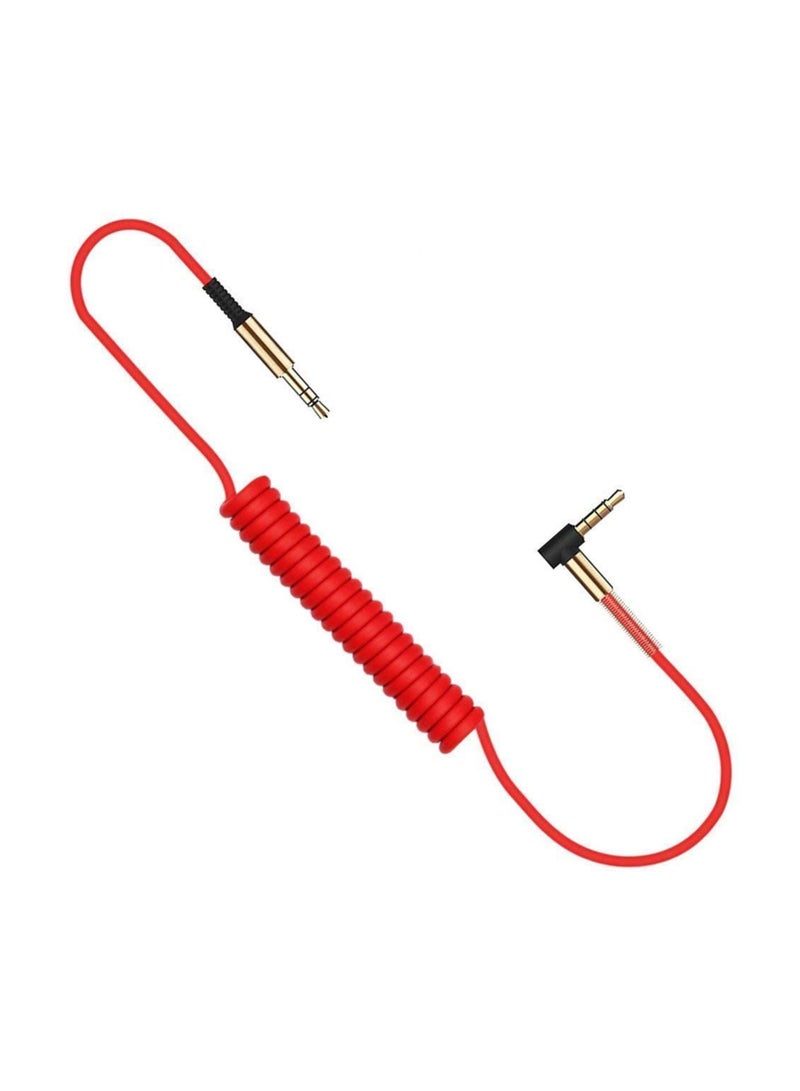 Coiled Spring Aux Cable with 3.5mm Jack - Red  - Image 2
