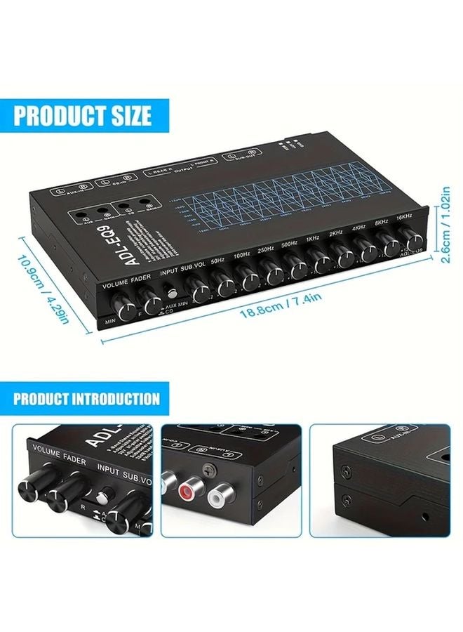 Upgraded 9 Band Car Audio Equalizer USB Powered 12V Universal Fit With Subwoofer Output - Image 3