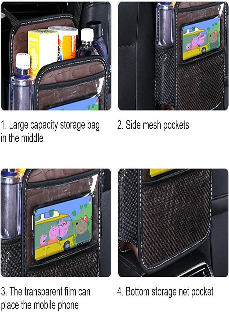 GGOOT Car Wallet Holder Between Seats - Between Seats Car Bag Organiser with Multiple Pockets, 1 Tissue Box on the Front, 2 Side Pockets Made of Mesh, 1 Main Compartment, Back 1  - Image 4