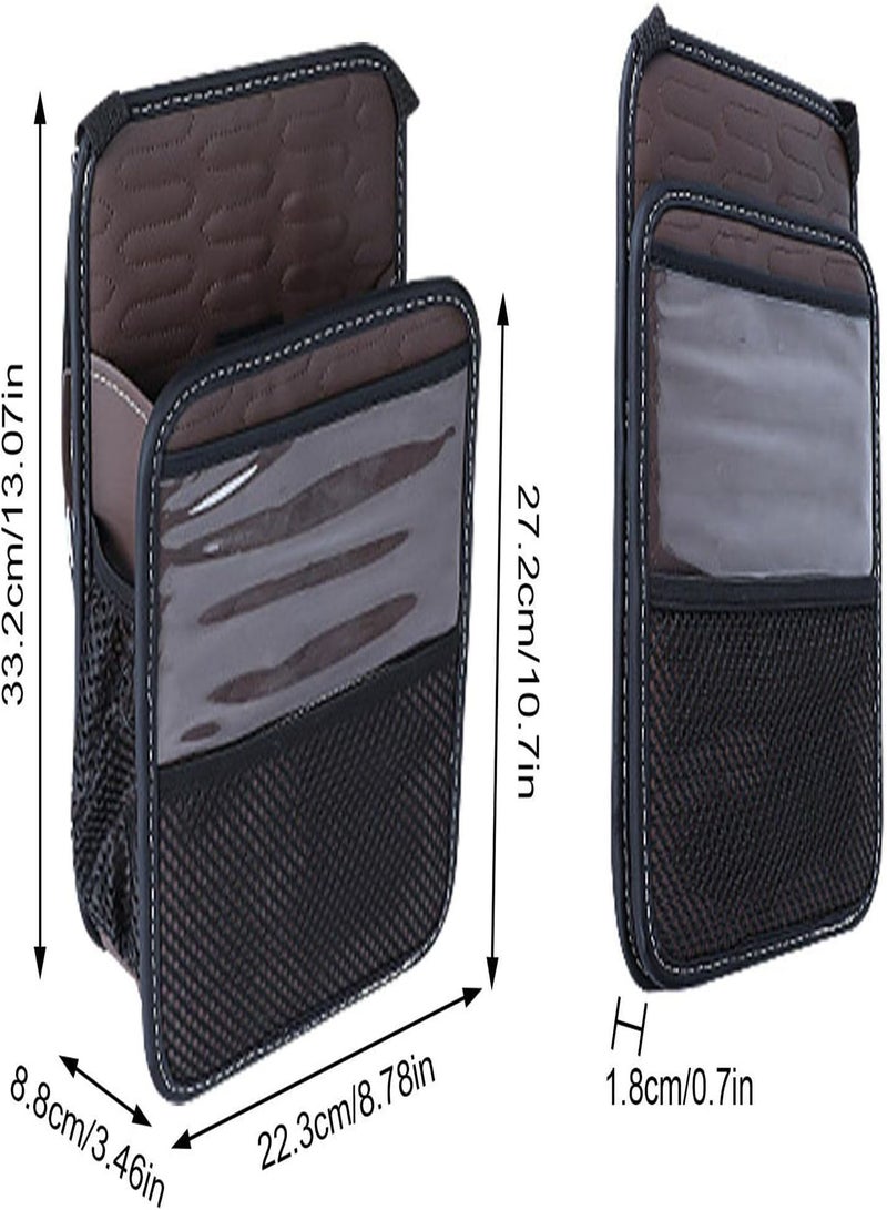 GGOOT Car Wallet Holder Between Seats - Between Seats Car Bag Organiser with Multiple Pockets, 1 Tissue Box on the Front, 2 Side Pockets Made of Mesh, 1 Main Compartment, Back 1  - Image 5