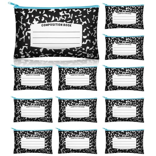 Demonwer 12 Pcs Back to School Gifts Pencil Case Notebook Patterns Pencil Pouch Cute Pencil Box Pencil Bag for Classroom Prize Back to School Favor Supplies - Image 1