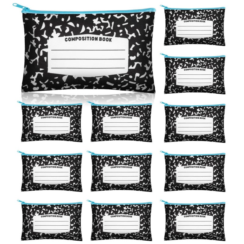 Demonwer 12 Pcs Back to School Gifts Pencil Case Notebook Patterns Pencil Pouch Cute Pencil Box Pencil Bag for Classroom Prize Back to School Favor Supplies - Image 2