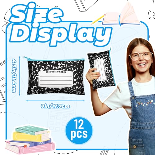 Demonwer 12 Pcs Back to School Gifts Pencil Case Notebook Patterns Pencil Pouch Cute Pencil Box Pencil Bag for Classroom Prize Back to School Favor Supplies - Image 3
