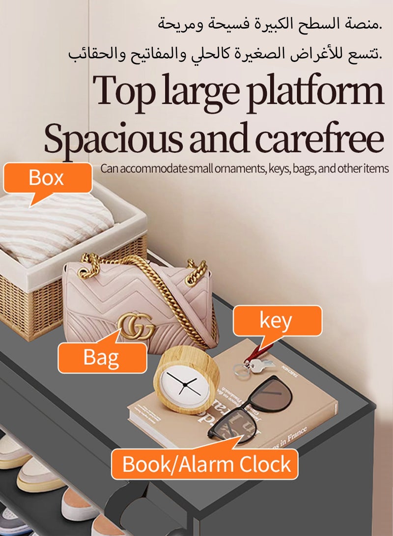 WEMART 10 Tier Shoe Rack With Dustproof Cover Shoe Rack Cabinet,Shoe Rack Organizer With Top Storage Platform And Side Pockets,Suitable For Doorways And Porches - Image 2