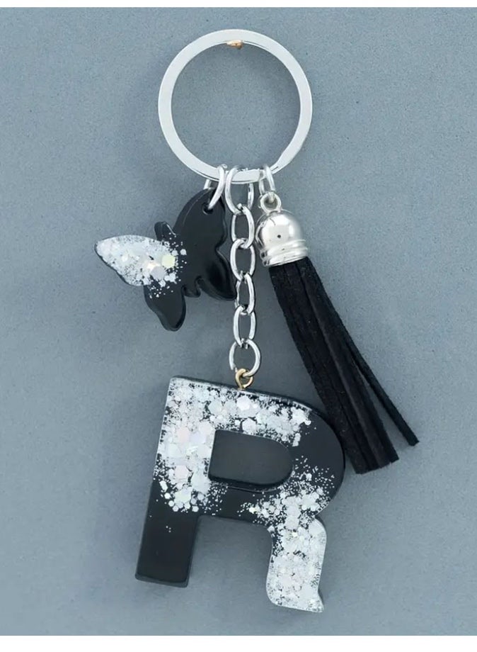 ميدالية مفاتيح مميزة ورائعة من الريزن بتصميم حرف R منسابة لمفاتيح السياراة والحقائب - Image 2