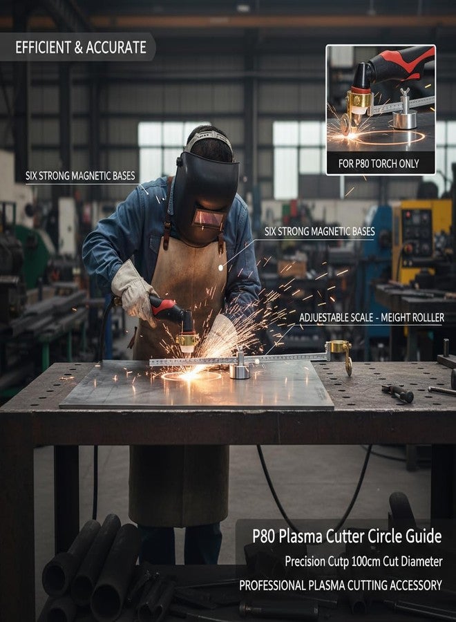 POCREATION Plasma Cutter Circle Guide, Cutting Roller Magnetic Guide Wheel Circinus Roller Guide Wheel for P80 - Image 2