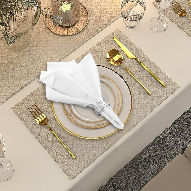 White Polyester Napkins 18x18 Inch 12PCS Washable Reusable for Dining Wedding Party - Image 5