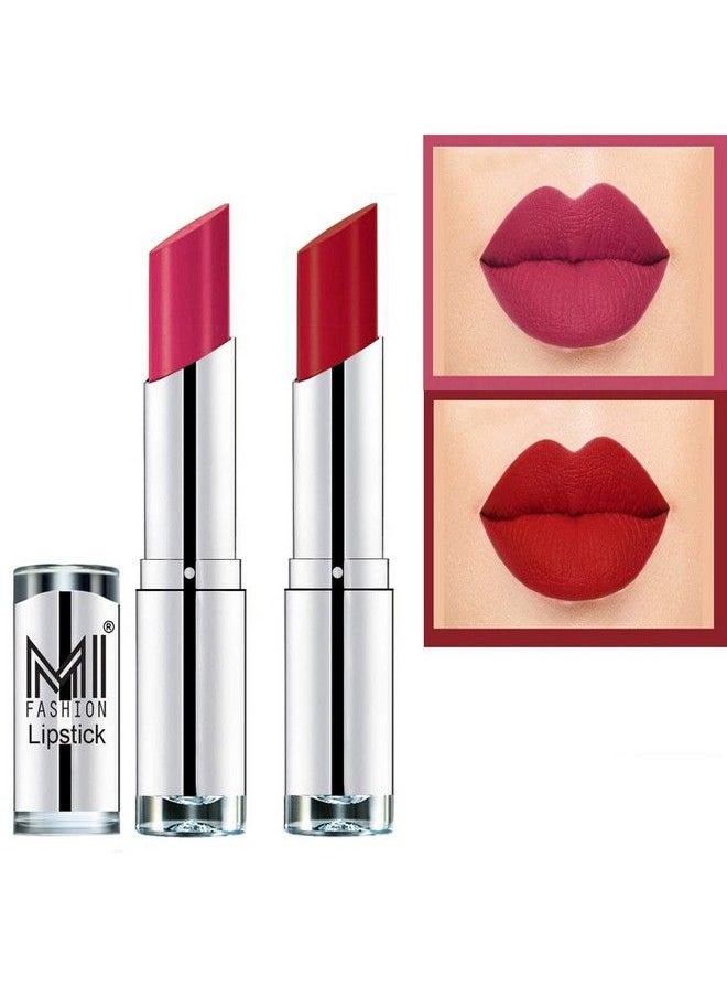 MI FASHION 100% Veg And Vitamin E Enriched Long Stay Soft Matte Addiction Lipstick (Deep Magenta Magic Red 7 G)  - Image 1