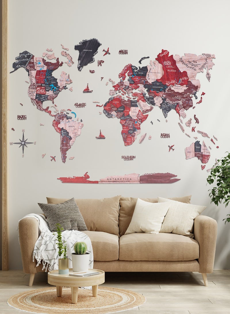 Enjoy The Wood Enjoy The Wood - 3D World Map in Cliff Wall Art Wood Travel Decor 3D World Map On Board Wall Rustic Decoration Housewarming Gift - Cliff Prime+  - Image 1