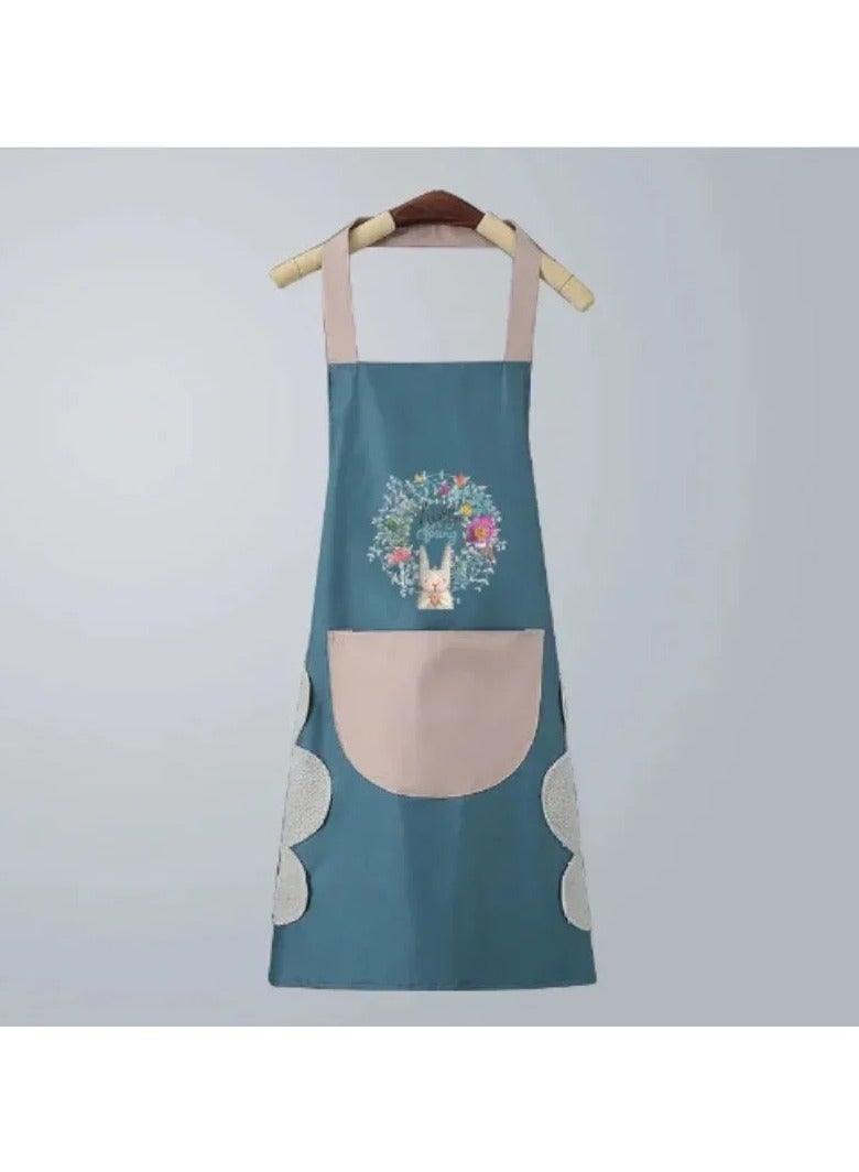 Women Kitchen Apron with Hand Wipe Pockets，Big Pocket,Hand-wiping, Waterproof for Cooking Baking - Image 4