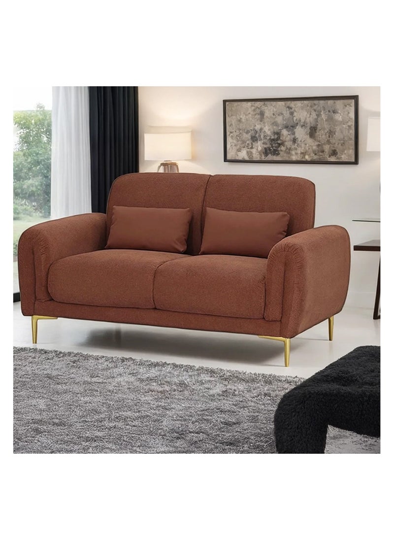 ROYALOAK Alvin 2 Seater Sofa – Brown Fabric Upholstery | Pocket Spring Cushions | Compact Modern Sofa for Living Room | Includes 2 Pillows | Comfortable & Durable Seating  - Image 1