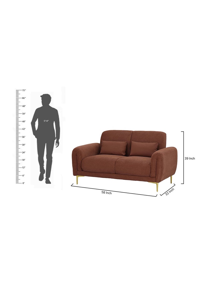 ROYALOAK Alvin 2 Seater Sofa – Brown Fabric Upholstery | Pocket Spring Cushions | Compact Modern Sofa for Living Room | Includes 2 Pillows | Comfortable & Durable Seating  - Image 2