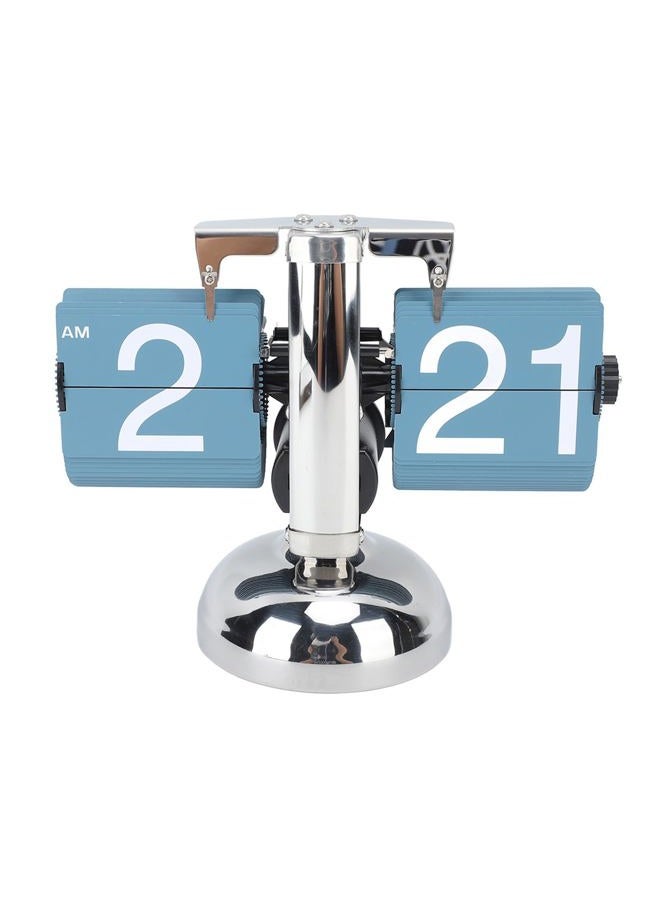 Bewinner Retro Digital Flip Down , Auto Mechanical Flip Desk 304 Stainless Steel, 12 Hours Vintage Table for Home Office Christmas Decor (Single Leg Blue) - Image 1