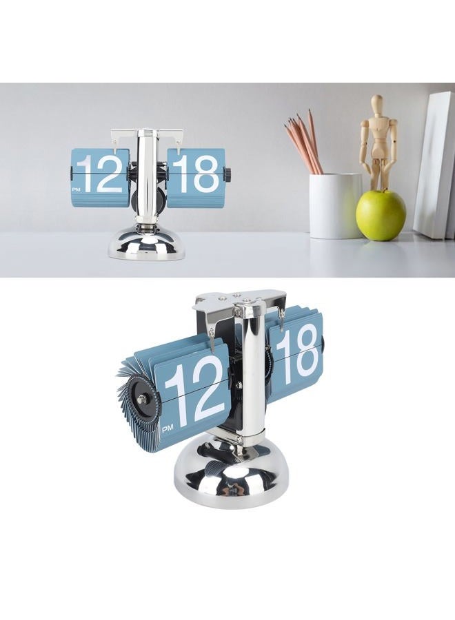 Bewinner Retro Digital Flip Down , Auto Mechanical Flip Desk 304 Stainless Steel, 12 Hours Vintage Table for Home Office Christmas Decor (Single Leg Blue) - Image 3
