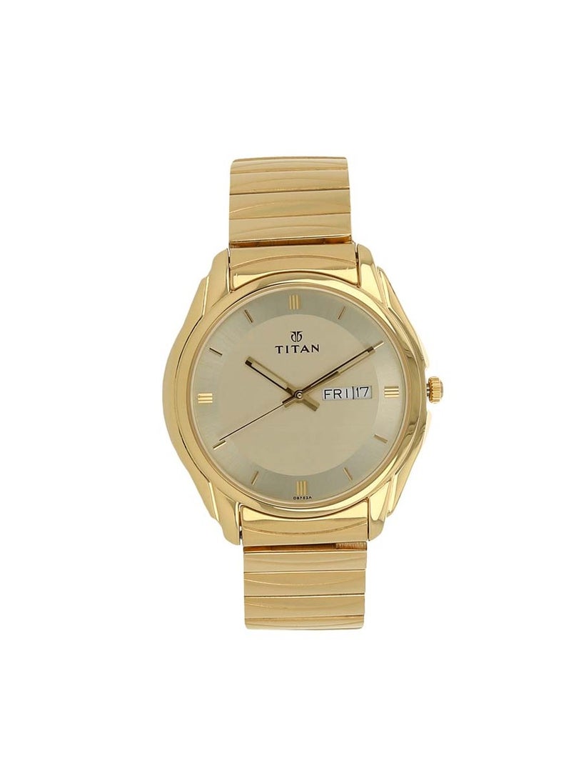 TITAN Titan Quartz Analog with Day and Date Champagne Dial Stainless Steel Strap Watch for Men  - Image 1