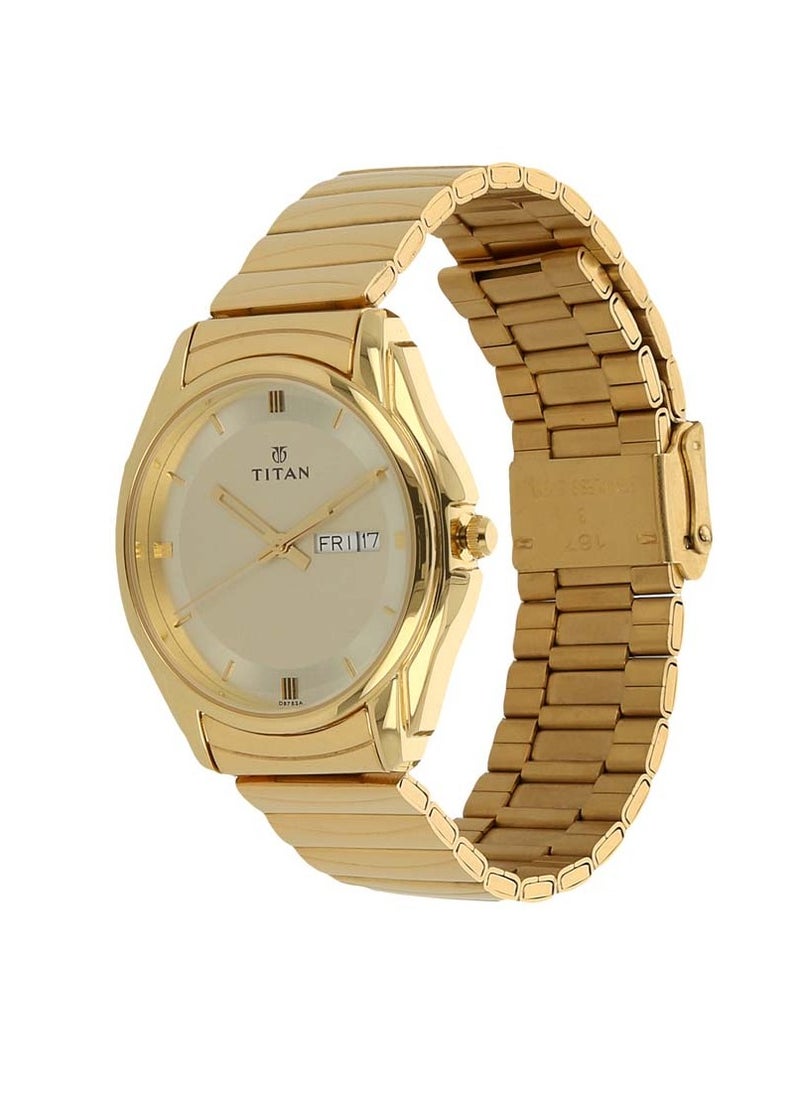 TITAN Titan Quartz Analog with Day and Date Champagne Dial Stainless Steel Strap Watch for Men  - Image 2
