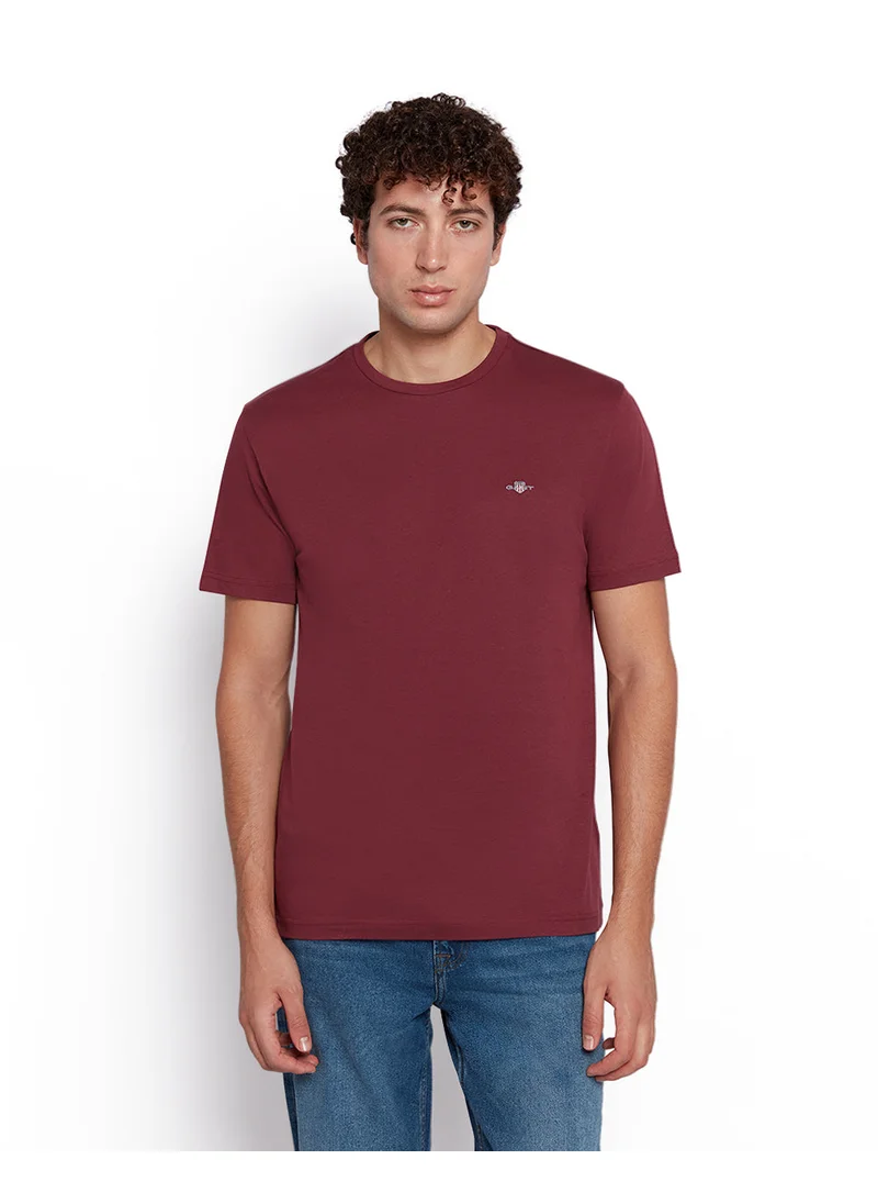 غانت Gant Men’S Short Sleeve Cotton T-Shirt With Shield Logo