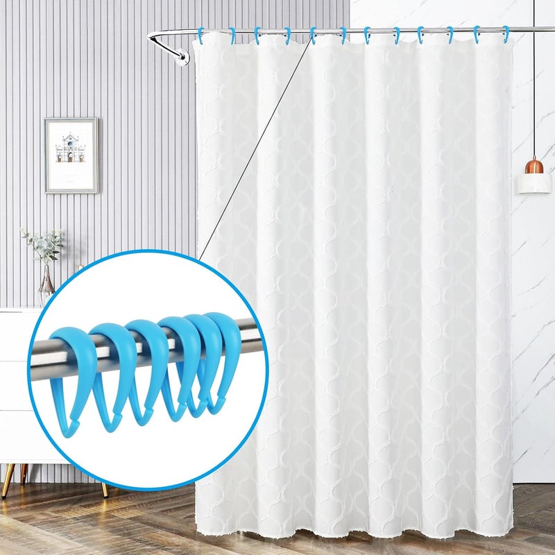 Topspring Light Blue Plastic Shower Curtain Hooks Rings - 12 Pcs Drop Shaped Sky Blue Shower Hooks for Curtain Bathroom Shower Rod - Image 5