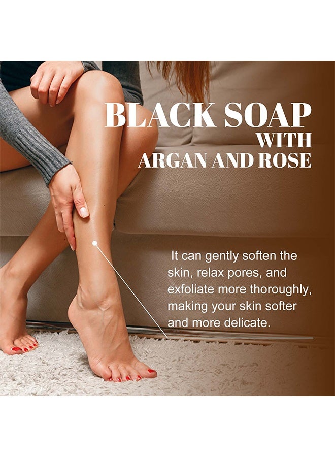  اوساورا صابون أسود بالأرغان والورد ، تنعيم البشرة ، صابون للاستحمام ، السبا والحمام ، مقشر الجسم ، مقشر الجسم ، صابون أسود مع الأرغان العضوي ، صابون أسود 200 غرام - Image 3