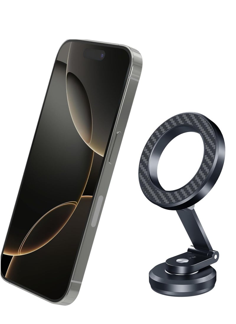 Brave MagSafe Car Mount with Aluminum Alloy and Carbon Fiber Finish, 360 Degree Rotating Magnetic Dashboard Phone Holder, Magnetic Phone Mount, N52 Strong Magnet, Compatible with iPhone 16 Pro Max / 16 Pro / 16 Plus / 15 / 14 / 13, Galaxy S25 / S24 Ultra / S24 / S23, Pixel 9 Pro, OnePlus 13, Xiaomi 15 Ultra, Huawei Mate 60 Pro, Realme GT 6, Vivo X100 Pro and More  - Image 1