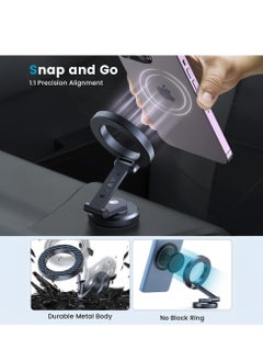 Brave MagSafe Car Mount with Metal & Carbon Fiber Finish, 360° Rotation Magnetic Phone Holder for Car Dashboard, Compatible with iPhone 16 Pro Max, 16 Pro, 16 Plus, 15, 14, 13, 12 Pro Max, Plus, Samsung Galaxy S24 Ultra, S24, S23 & More Devices  - Image 5