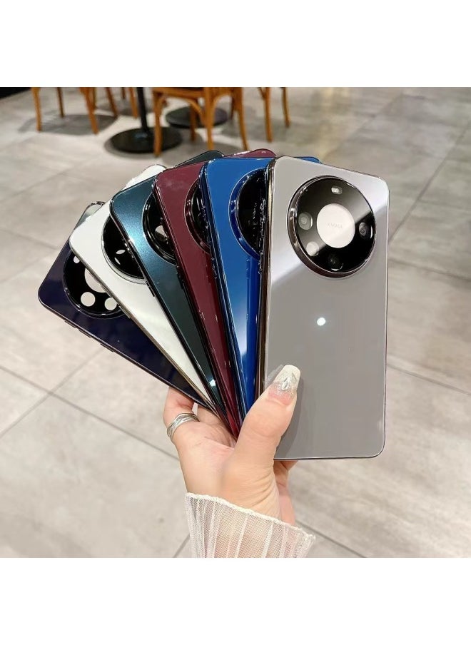 Generic - Solid Color Electroplated For Iphone 16ProMax Glass Case Ice Crystal For Huawei Mate70pro Phone Case For Huawei P70-Color:Black-electroplated Glass Shell Drb-Applicable Models:For Iphone 12pro - Image 1