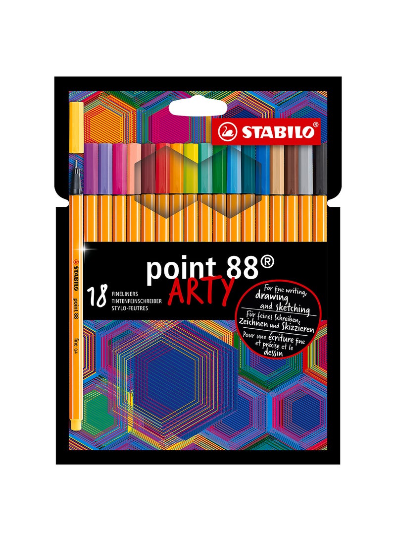 STABILO Point 88 Arty - Wallet of 18 Assorted Colours , School and Office Supply , for Journal Planner , Note Taking  - Image 1