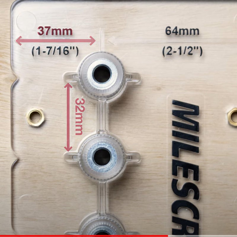 Milescraft 1343 Shelf Jig â€“ Create Â¼ in. and 5mm Shelf Pin Holes for Cabinets. Standard 32mm Spacing. Shelf Pin Jig includes Two Drill Bits - Image 4