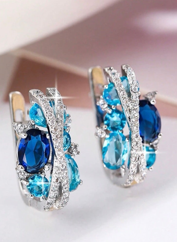 Dangle Charms Elegant Silver Plated Cubic Zircon Earrings For Women - Image 5