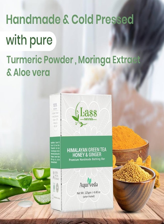 Lass Natural Himalayan Green Tea Honey & Ginger Natural Handmade Premium Bathing Soap, 125gm x 4 - (Pack of 4) - Image 3