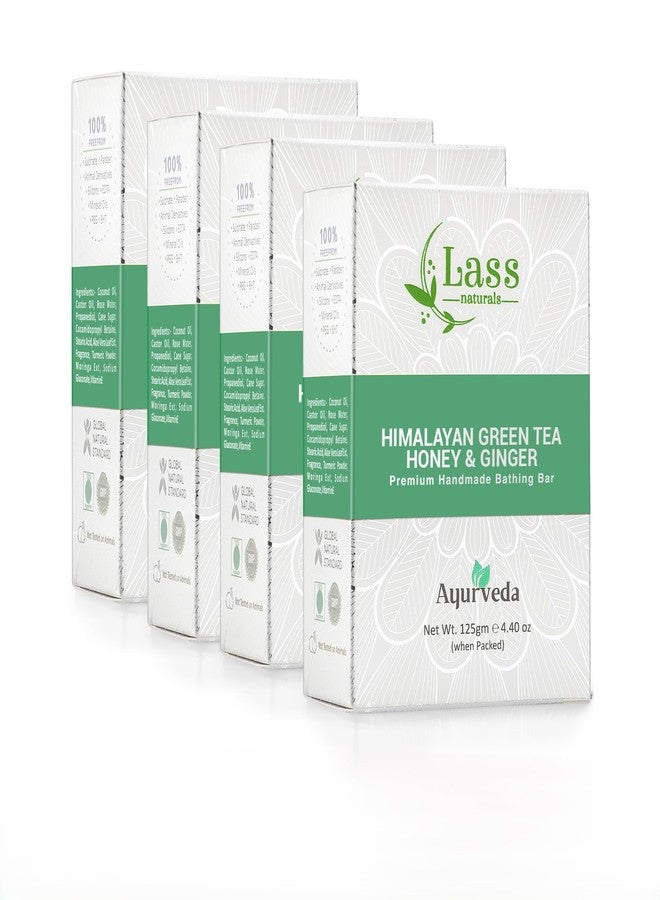 Lass Natural Himalayan Green Tea Honey & Ginger Natural Handmade Premium Bathing Soap, 125gm x 4 - (Pack of 4) - Image 1