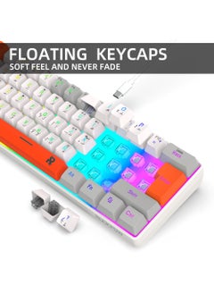 Rock Pow Arabic English 2.4G Wireless Gaming Keyboard and Mouse Combo Include Mini 60% Mechanical Feel RGB Backlit Keyboard Ergonomic Vertical Feel Small Wireless Mouse  - Image 4