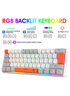 Rock Pow Arabic English 2.4G Wireless Gaming Keyboard and Mouse Combo Include Mini 60% Mechanical Feel RGB Backlit Keyboard Ergonomic Vertical Feel Small Wireless Mouse  - Image 2