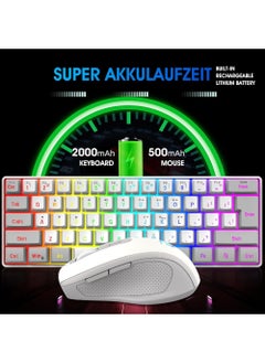 Rock Pow Arabic English 2.4G Wireless Gaming Keyboard and Mouse Combo Include Mini 60% Mechanical Feel RGB Backlit Keyboard Ergonomic Vertical Feel Small Wireless Mouse  - Image 5