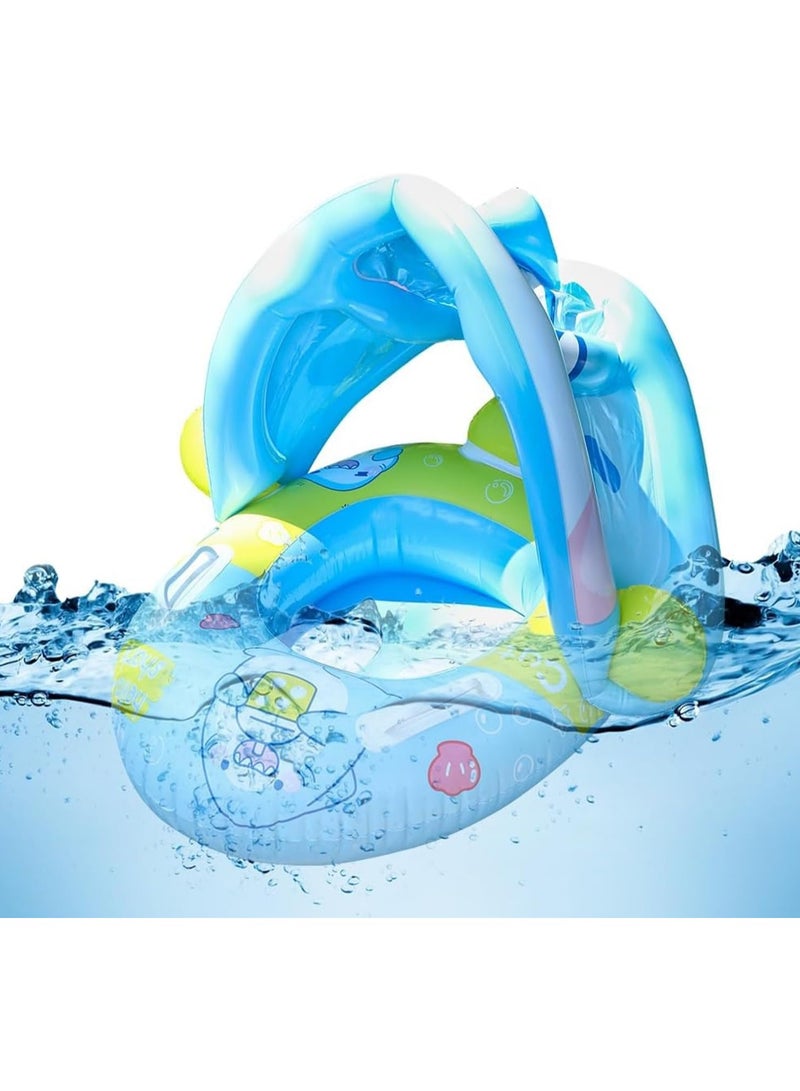 VUCATIN Baby pool float Swimming Pool Float Boat with Sun Protection Canopy Inflatable Pool Float Yacht Ring Awning Inflatable Swimming Training Float Seat for Boys Girls Summer Outdoor  - Image 1