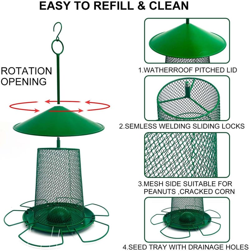 klarako Bird Feeders for Outside, Bird Feeder Squirrel Proof, Hanging Bird Feeder, Bird Seed for Outside Wild Bird Feeders for Garden Yard Outdoor Decoration - Image 5
