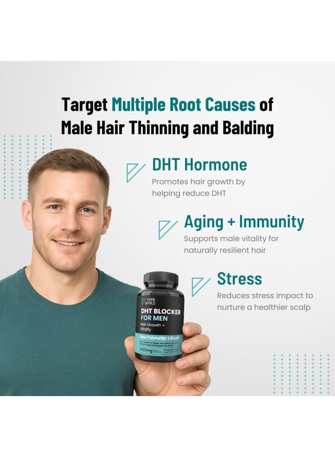 PEAK VITALS DHT Blocker for Men | Ultra Potent Hair Growth Formula | Saw Palmetto, Biotin, Pumpkin Seed, Herbal Extracts | Natural Hair Loss Supplements | Hair Regrowth Vitamins | Made in The USA | 90 Capsules - Image 5