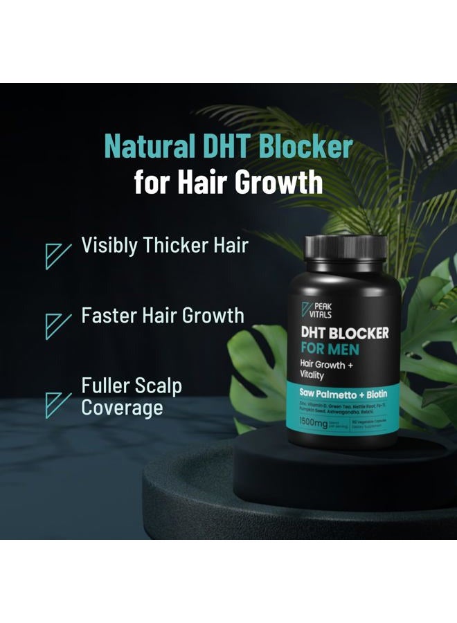PEAK VITALS DHT Blocker for Men | Ultra Potent Hair Growth Formula | Saw Palmetto, Biotin, Pumpkin Seed, Herbal Extracts | Natural Hair Loss Supplements | Hair Regrowth Vitamins | Made in The USA | 90 Capsules - Image 3