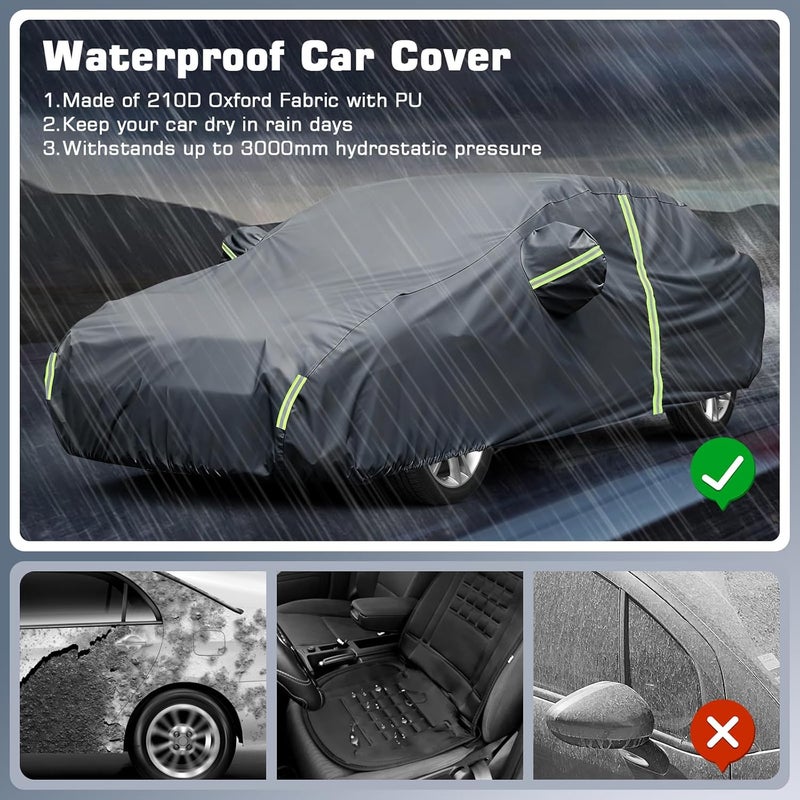 JAOGAUS Waterproof Car Cover for 2021-2025 Kia K5 with Zipper Door & Windproof Bands - Image 4
