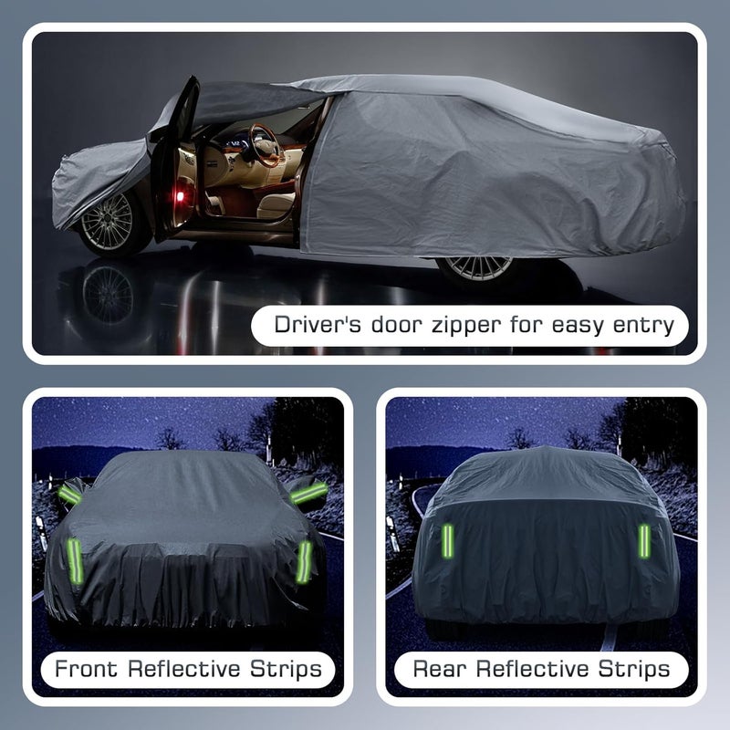 JAOGAUS Waterproof Car Cover for 2021-2025 Kia K5 with Zipper Door & Windproof Bands - Image 5