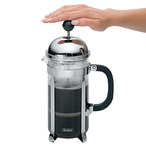 BonJour Coffee Stainless Steel French Press with Glass Carafe, 33.8-Ounce, Monet, Black Handle - Image 1
