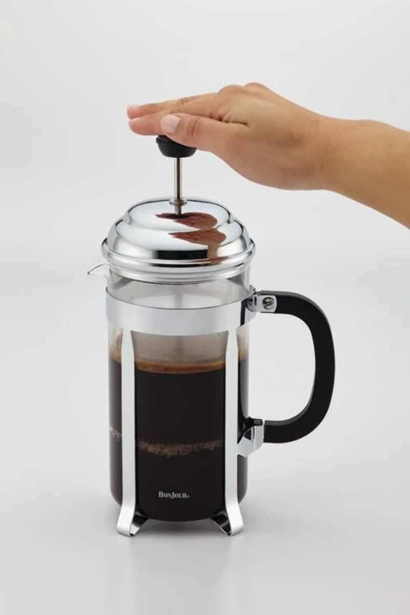 BonJour Coffee Stainless Steel French Press with Glass Carafe, 33.8-Ounce, Monet, Black Handle - Image 2