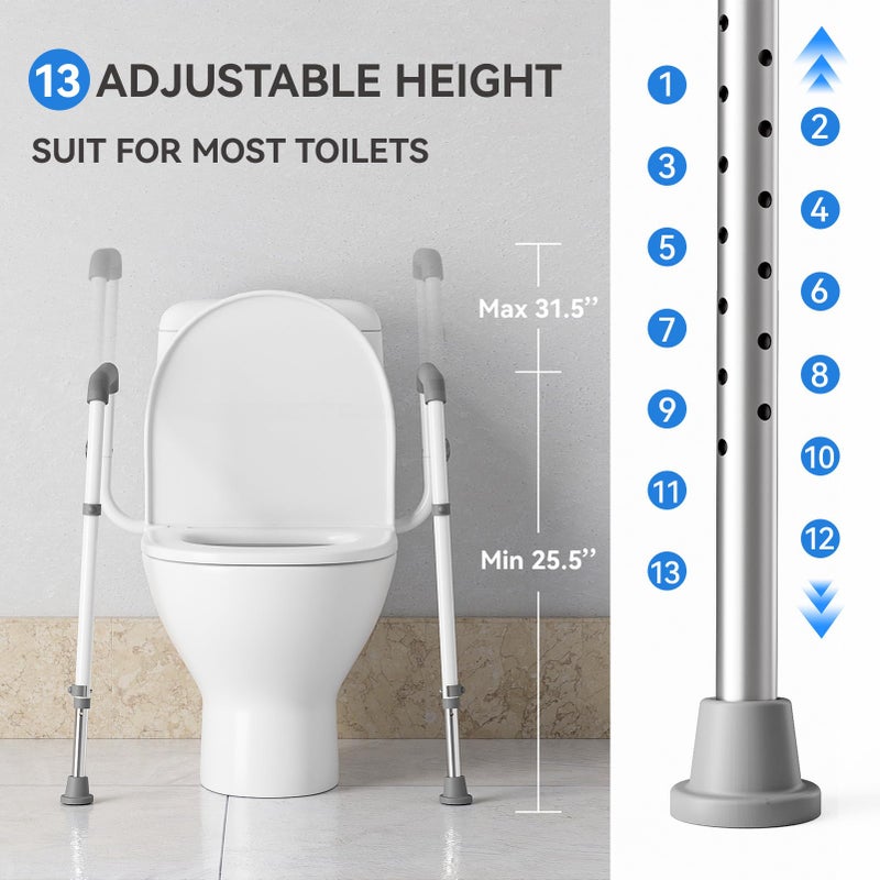 Loyoda Toilet Safety Rails Medical Steel Sturdy Toilet Handle Height-Adjustable Leg Provides Support for Seniors, Disabled and Pregnant Women - Image 3