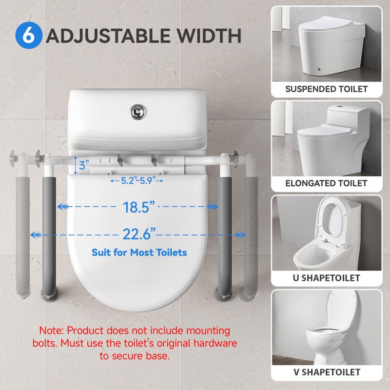 Loyoda Toilet Safety Rails Medical Steel Sturdy Toilet Handle Height-Adjustable Leg Provides Support for Seniors, Disabled and Pregnant Women - Image 4